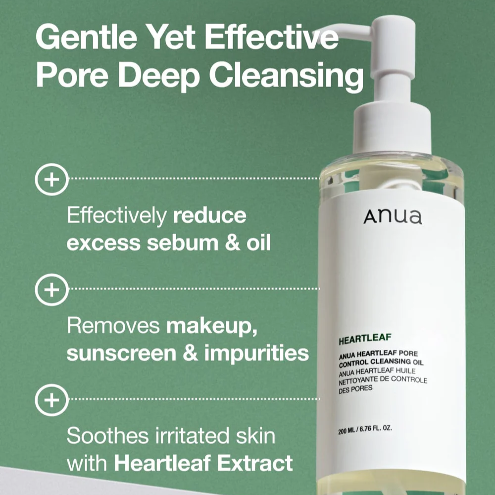 Aceite Limpiador Control de Poros Heartleaf 200ml de Anua, limpia y controla el exceso de sebo