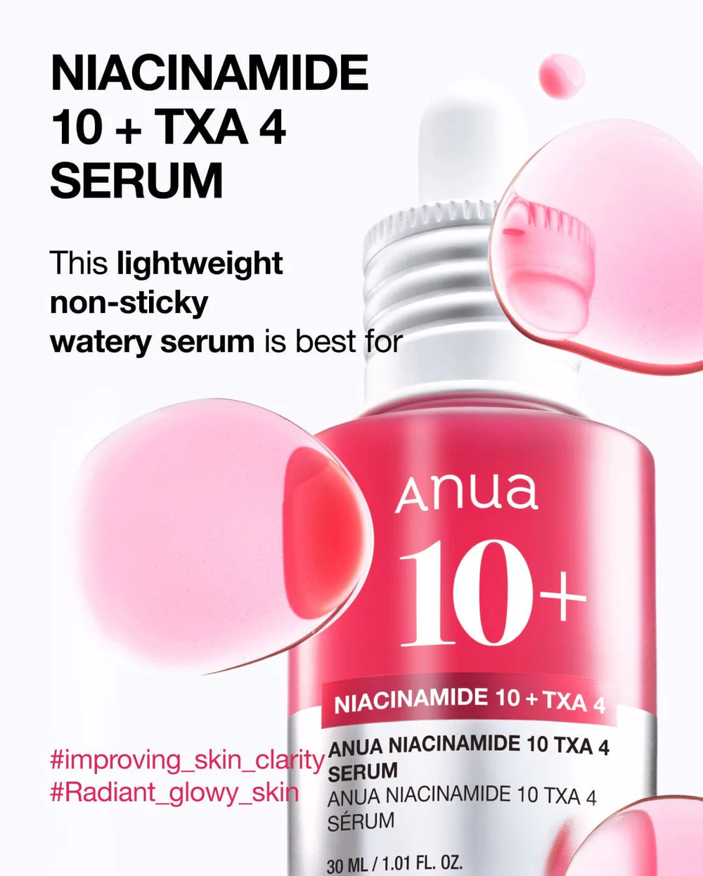 Sérum Antimanchas Niacinamida 10% + TXA 4% 30ml de Anua, reduce manchas e ilumina