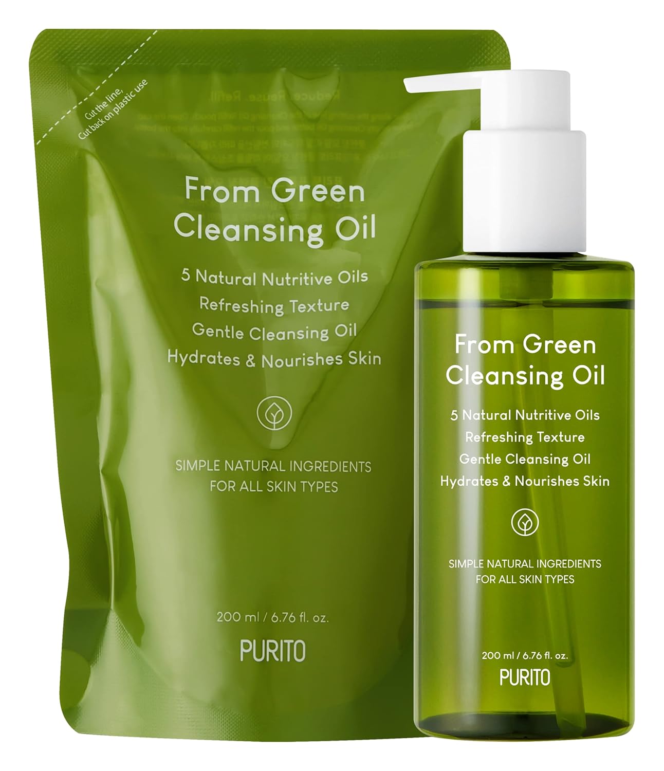Set de Aceite Limpiador From Green de Purito Seoul, limpieza suave para piel seca y sensible